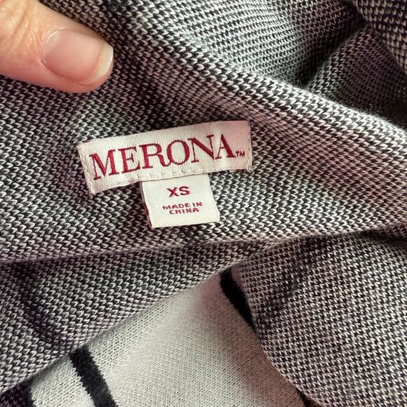 Merona Womens XS Boho Soft Modal Knit Hi-Lo Tunic Vest Cardigan Stripe Zig Zag - Picture 4 of 7